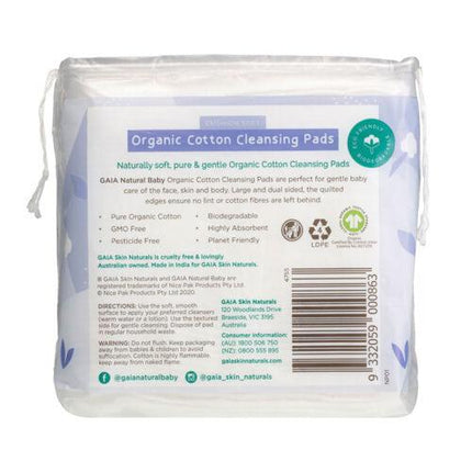 Gaia Natural Baby Organic Cotton Cleansing Pads 40 Pack - OhYouLuckyDuck.com.au