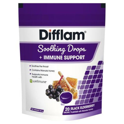 Difflam Soothing Drops + Immune Support Black Elderberry 20 Drops - OhYouLuckyDuck.com.au