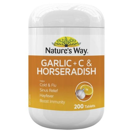 Natures Way Garlic plus C and Horseradish 200 Tablets - OhYouLuckyDuck.com.au