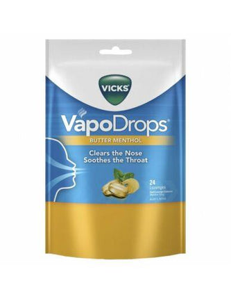 Vicks VapoDrops Butter Menthol Lozenges 24 Pack - OhYouLuckyDuck.com.au