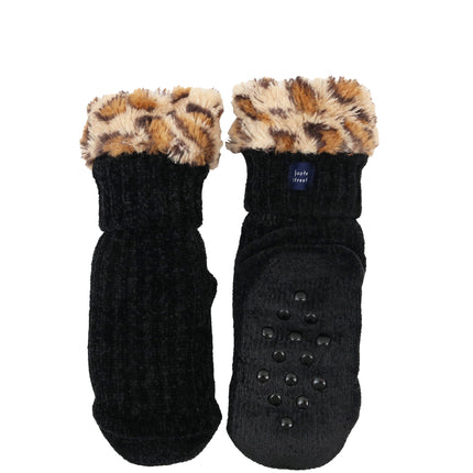 Wicked Sista Chenille With Animal Fur Slipper Socks