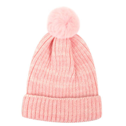 Foote Street Glitter Knit Beanie With Pom Pom For Children Pink M L