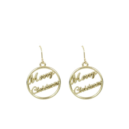 Wicked Sista Merry Christmas Earrings Gold Card