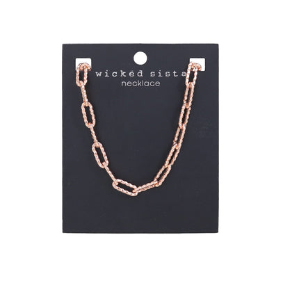Wicked Sista Bold Textured Chain Necklace Rose Gold