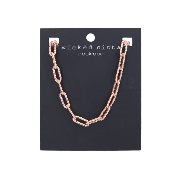 Wicked Sista Bold Textured Chain Necklace Rose Gold