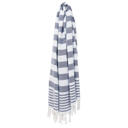 Wicked Sista Fringed Towel Multi Stripe Navy