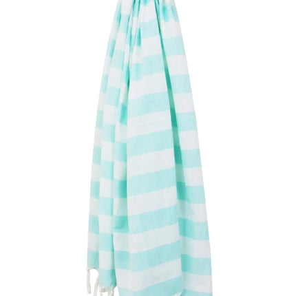 Wicked Sista Mint Wide Striped Fringed Towel