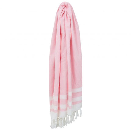 Wicked Sista Fringed Towel Boarder Stripe Pink