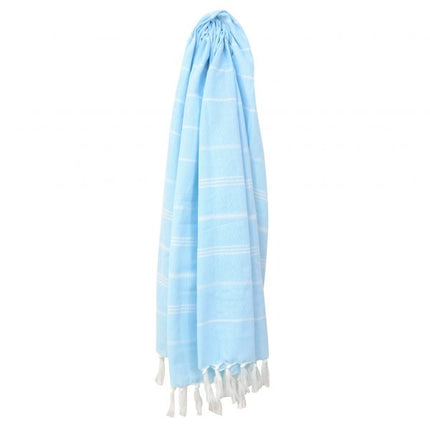 Wicked Sista Fringed Towel Striped Sky Blue