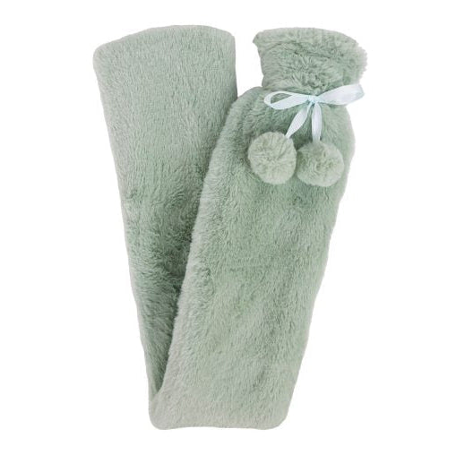 Wicked Sista Long Hot Water Bottle With Cover Faux Fur Pale Green