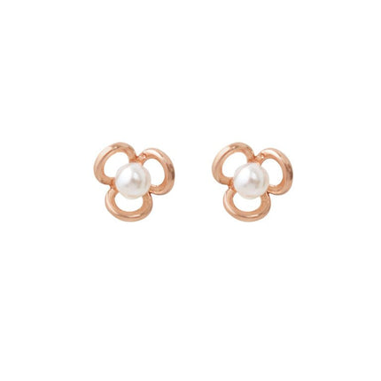 Wicked Sista Pearl Blossom Stud Earrings in Rose Gold