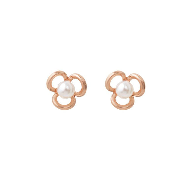 Wicked Sista Pearl Blossom Stud Earrings in Rose Gold