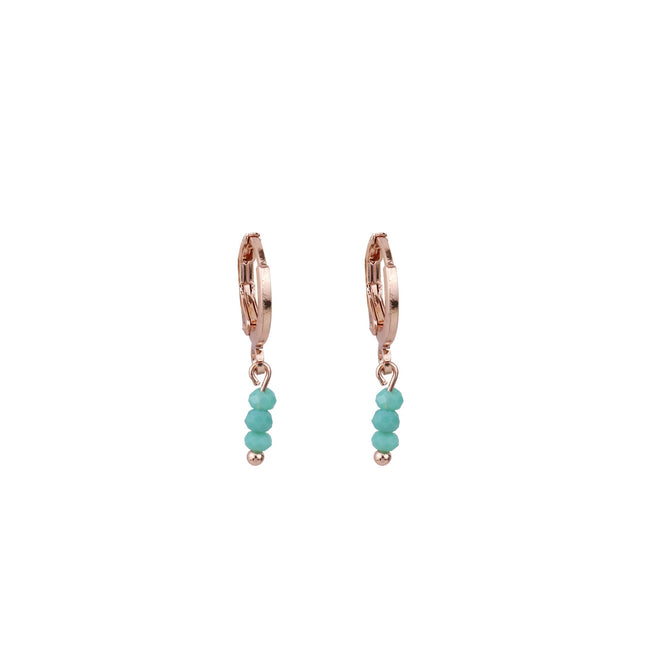 Wicked Sista Turquoise Charm Huggie Hoops Rose Gold