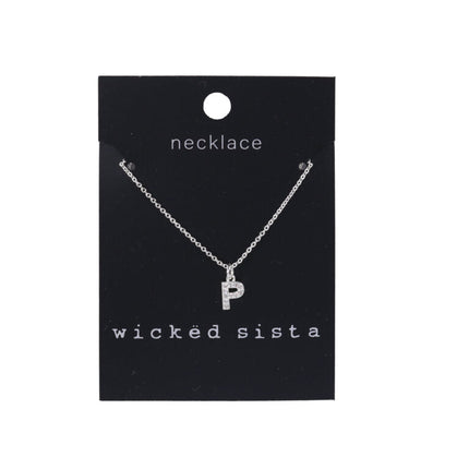 Wicked Sista Letter P Initial Pendant Necklace 18 inch