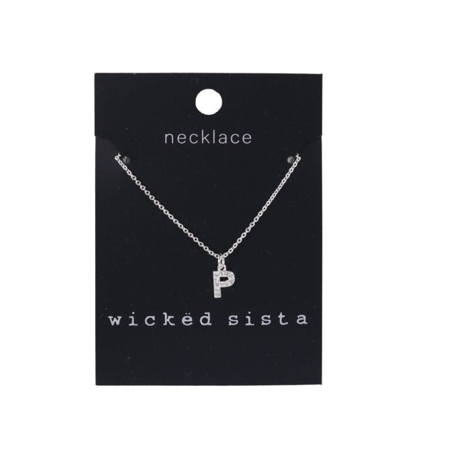 Wicked Sista Letter P Initial Pendant Necklace 18 inch