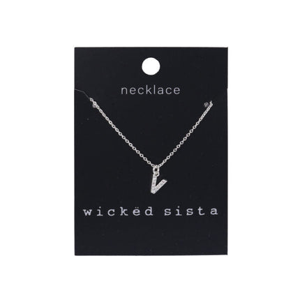 Wicked Sista Silver Letter V Initial Necklace