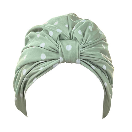 Wicked Sista Printed Turban Shower Cap Sage Polka