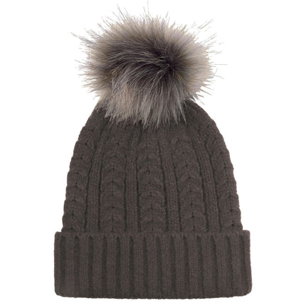 Wicked Sista Wavy Knit Beanie with Pom Pom Black