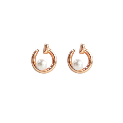 Wicked Sista Twirl Pearl Studs in Rose Gold