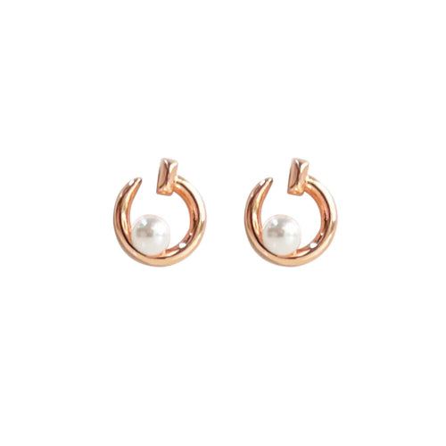 Wicked Sista Twirl Pearl Studs in Rose Gold