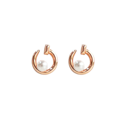 Wicked Sista Circular Pearl Studs in Rose Gold Elegant Jewellery for Women