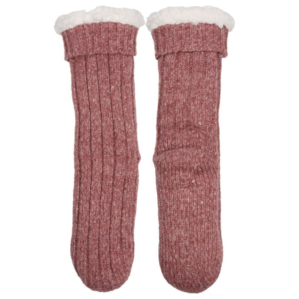 Wicked Sista Rib Knit Cranberry Marle Slipper Socks