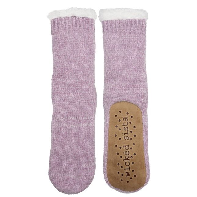 Wicked Sista Wisteria Chenille Knit Slipper Socks One Size
