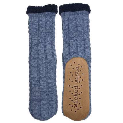 Wicked Sista Cable Knit Jumper Denim Marle