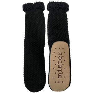 Wicked Sista Mister Seed Stitch Knit Black Slipper Socks