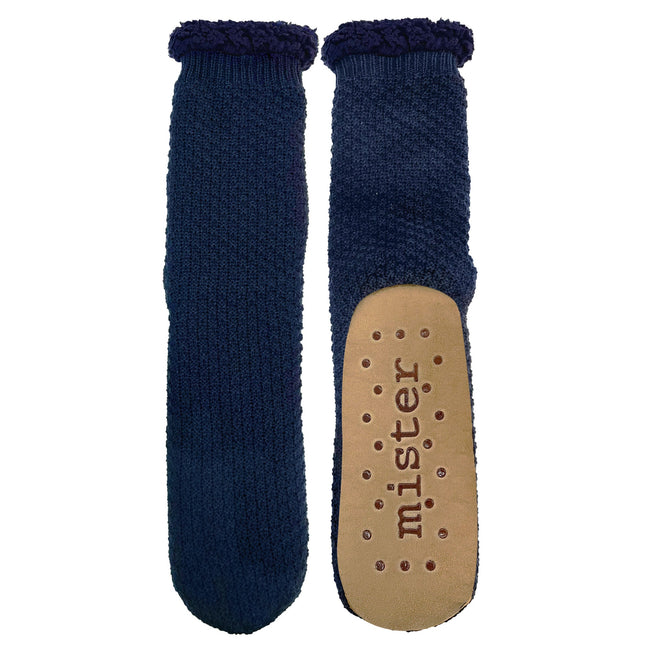 Mister Seed Stitch Slipper Socks Dark Navy One Size