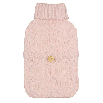 Wicked Sista Light Pink Cable Knit Hot Water Bottle Cover