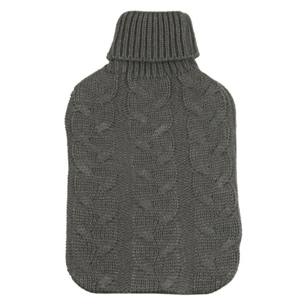Wicked Sista Cable Knit Weave Hot Water Bottle Cover Charcoal