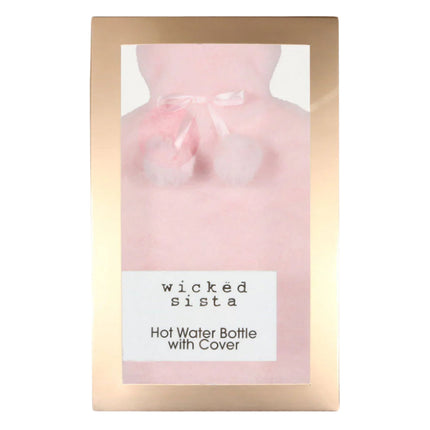 Wicked Sista Faux Fur Hot Water Bottle with Cover Light Pink