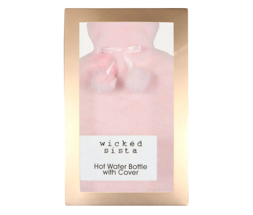 Wicked Sista Faux Fur Hot Water Bottle with Cover Light Pink