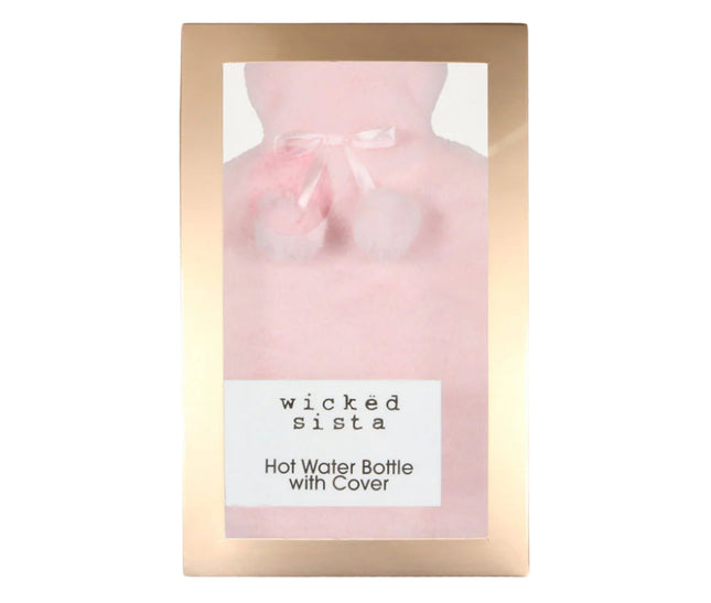 Wicked Sista Faux Fur Hot Water Bottle with Cover Light Pink
