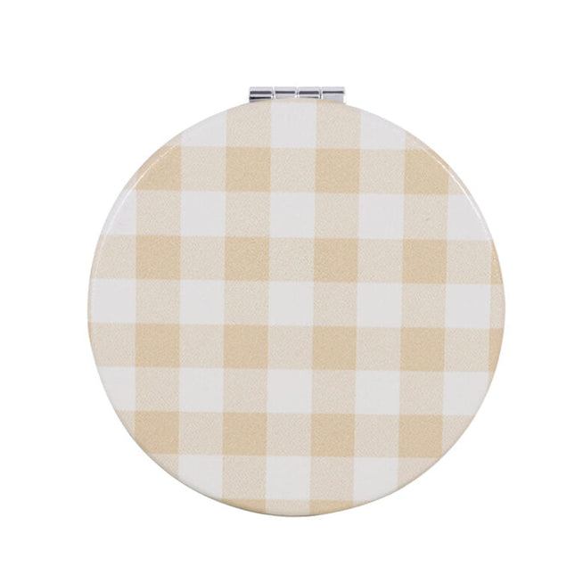 Wicked Sista S Round Compact Mirror with a Classic Gingham Design