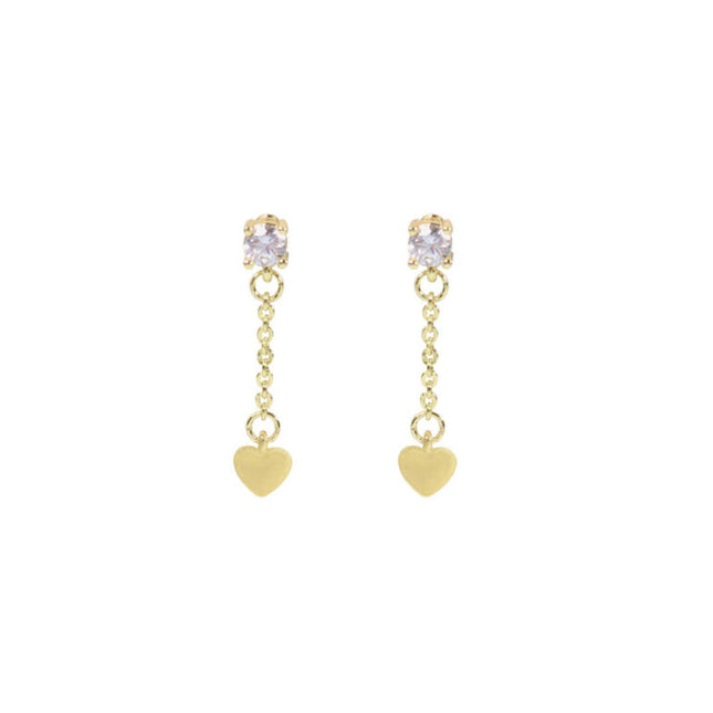 Wicked Sista Valentine Heart Stud Earrings Gold Tone