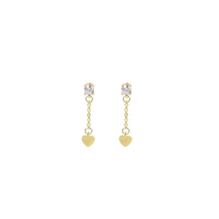 Wicked Sista Gold Valentine Heart Drop Studs