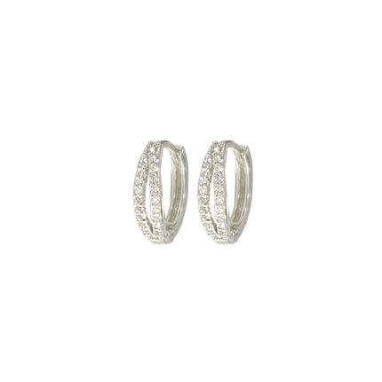 Wicked Sista Paige Crystal Huggie Hoop Earrings Silver