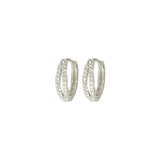 Wicked Sista Paige Crystal Huggie Hoop Earrings Silver