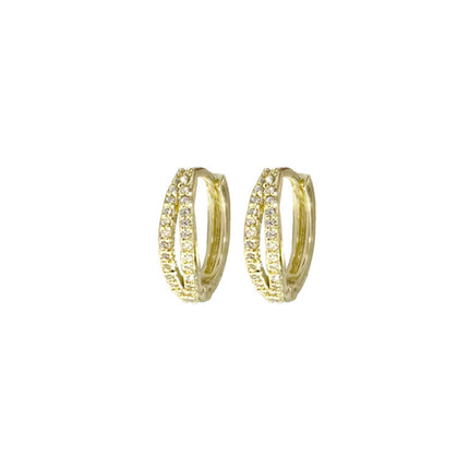 Wicked Sista Gold Plated Paige Crystal Pave Huggie Hoop Earrings