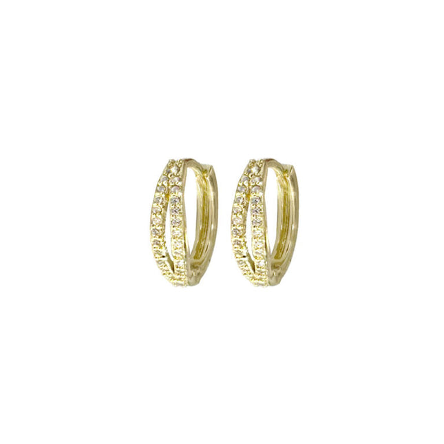 Wicked Sista Gold Plated Paige Crystal Pave Huggie Hoop Earrings