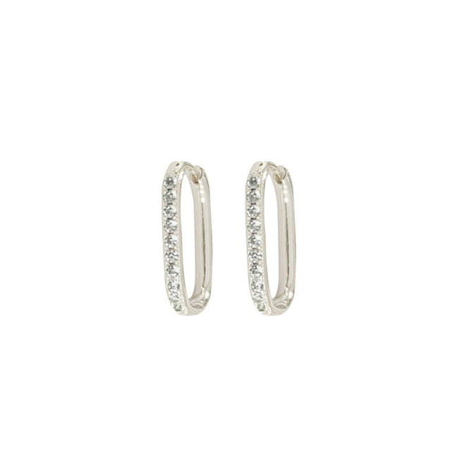 Wicked Sista Silver Ava Rectangle Crystal Huggie Hoops