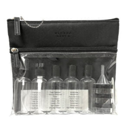 Wicked Sista Premium Toiletry Bag with Refillable Travel Bottles Black