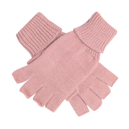 Wicked Sista Fingerless Soft Knitted Gloves Blush Pink
