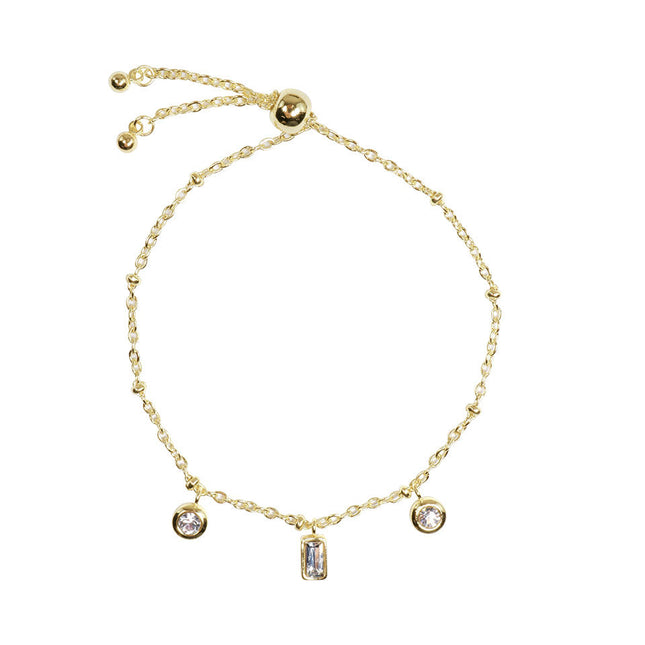 Wicked Sista Trio Crystal Charm Bracelet Gold