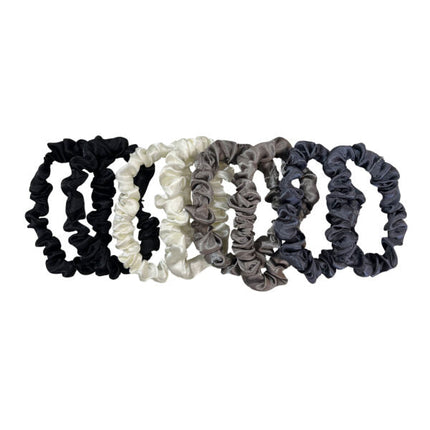 Wicked Sista Slim Satin Scrunchie Set Monochrome Grey 8 Pieces