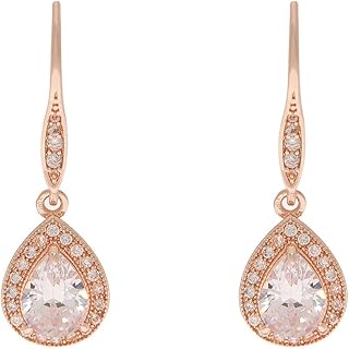 WS Crystal Drop Earrings in Dark Topaz and Rose Gold