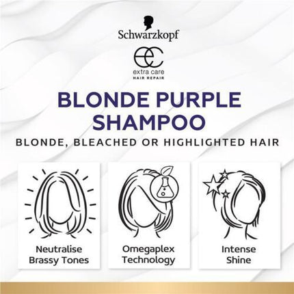 Schwarzkopf Extra Care Blonde Anti-Yellow Toning Purple Shampoo 250mL - OhYouLuckyDuck.com.au