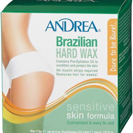 Andrea Brazilian Hard Wax for Bikini and Body Hair Removal 113G